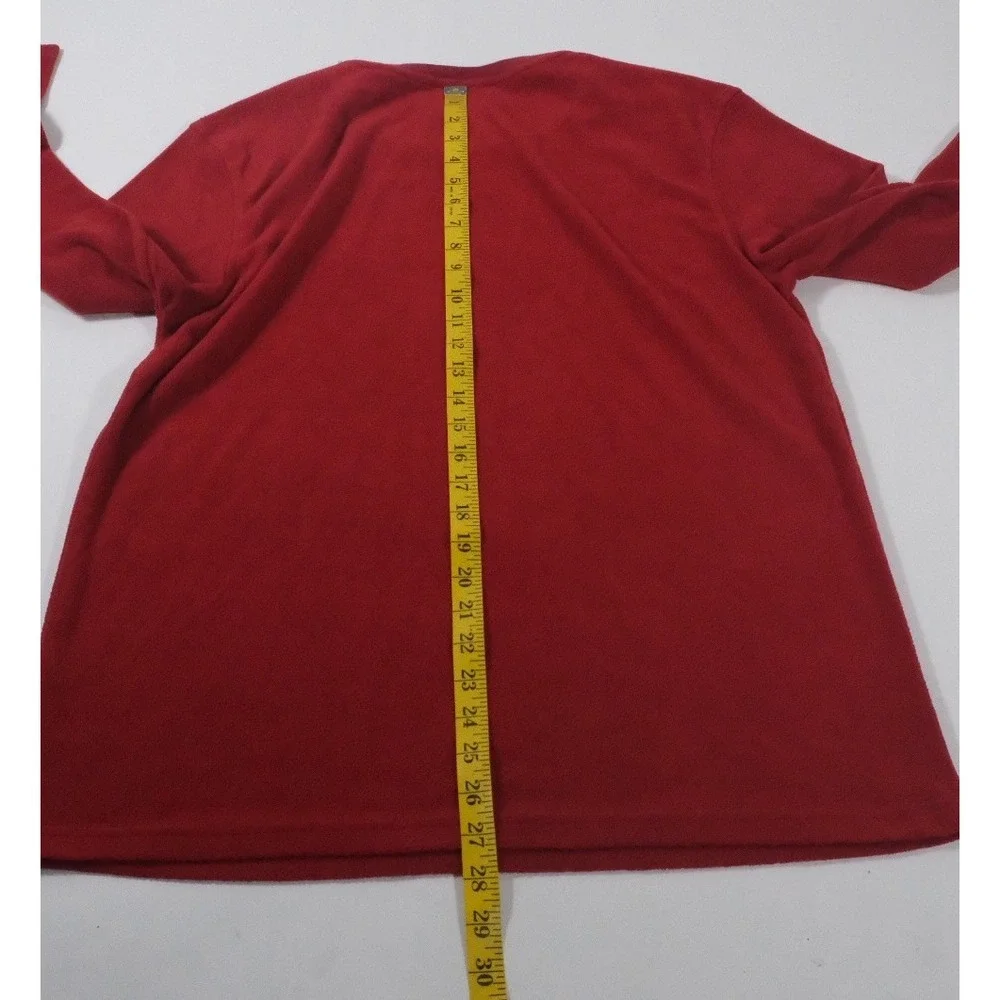 Chaps Sleepwear Top Mens L Red Fleece Long Sleeve Crew Neck Solid Pajama Shirt